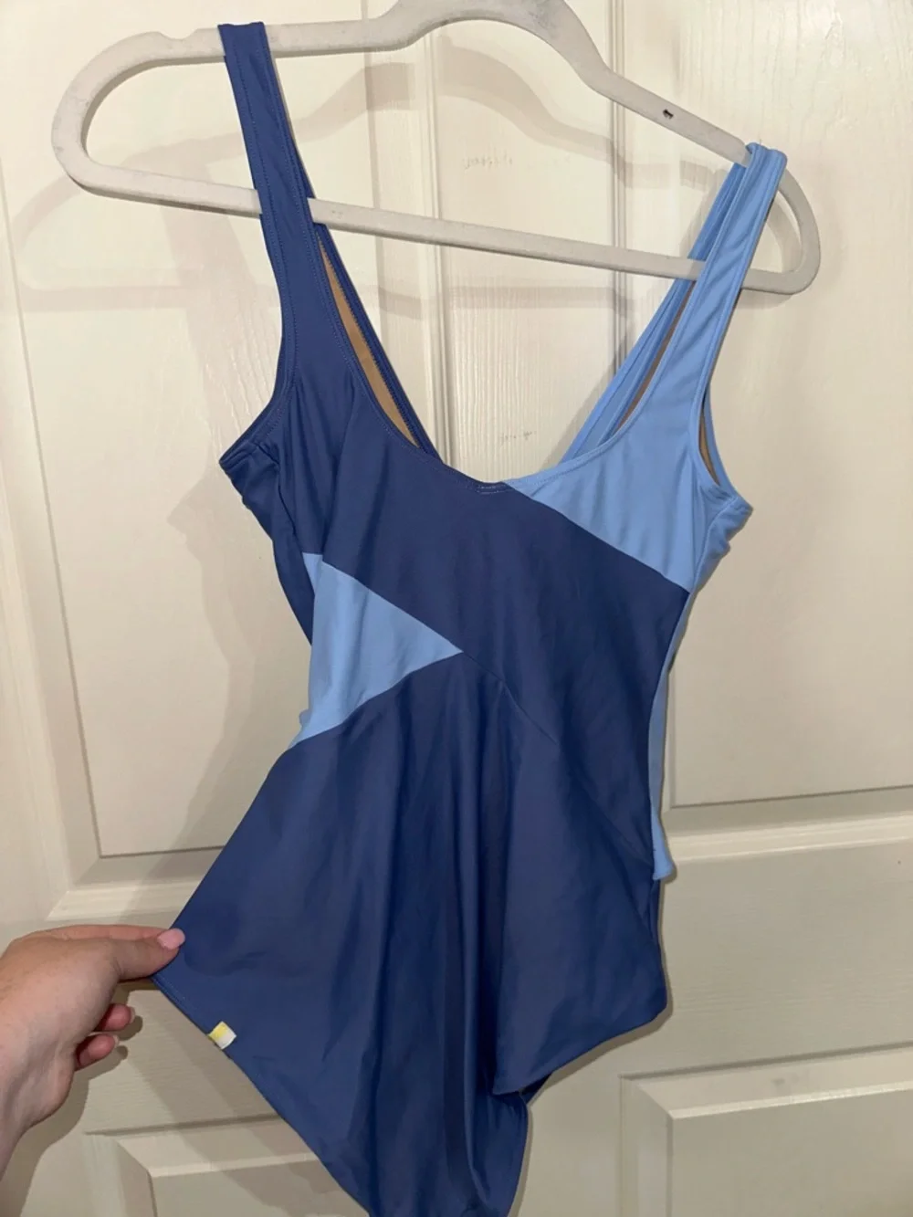 summersalt Two-Tone Blue Wrap One-Piece Swimsuit 8LT summer beach vacation